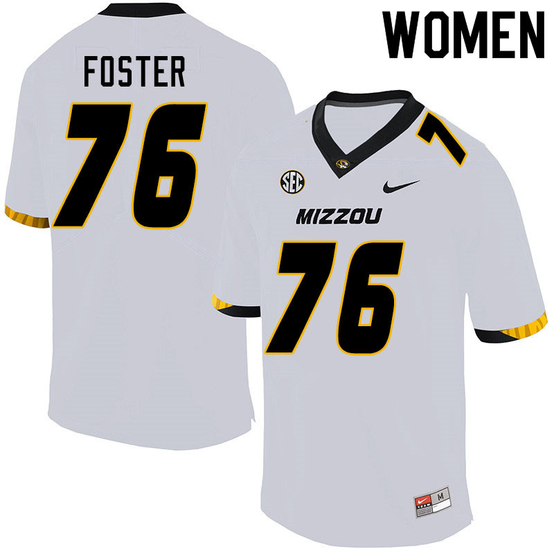 Women #76 Javon Foster Missouri Tigers College Football Jerseys Sale-White - Click Image to Close